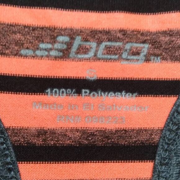 BCG Women's Athletic Workout Tank Top - Orange & Black Striped, Size S - Picture 2 of 4